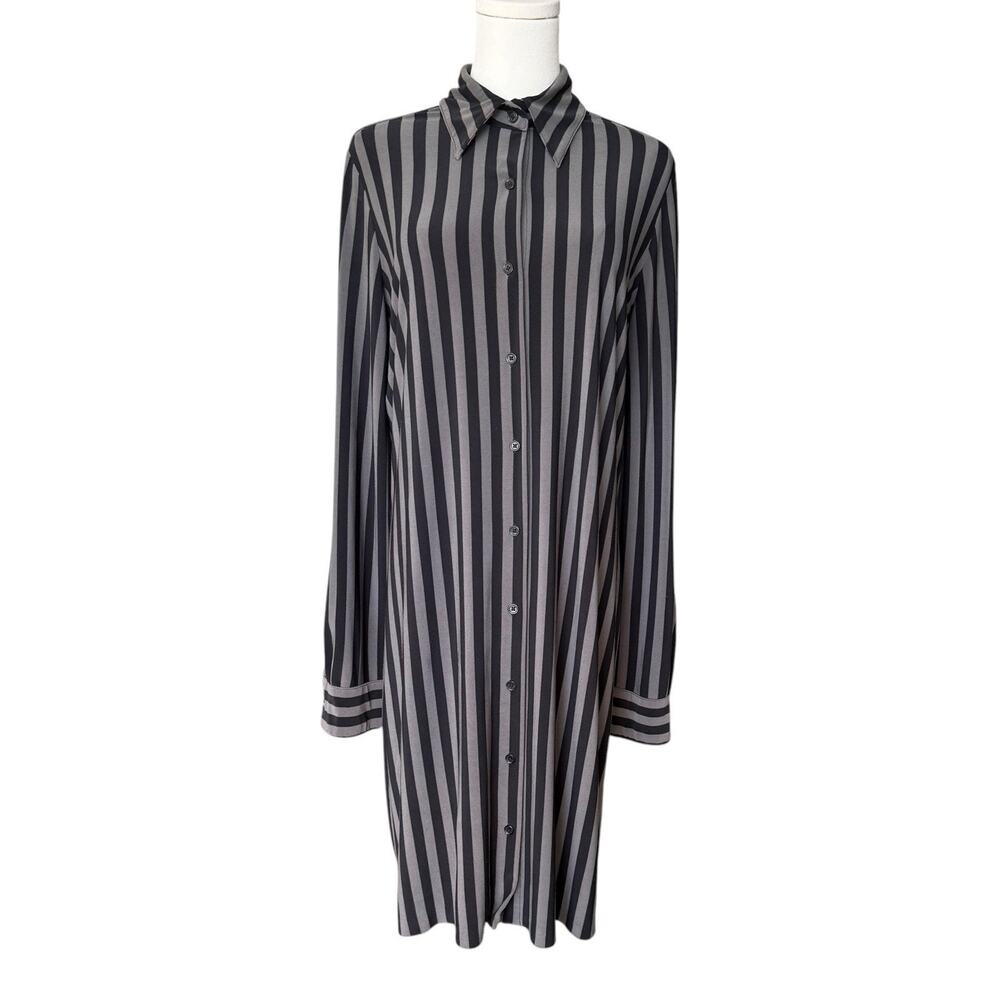 Normal Kamali Black And Nude Striped Shirt Dress l